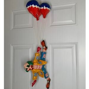 Vintage 70's Paper Mache Hand Painted Hanging Circus Clown Folk Art Unique Decor